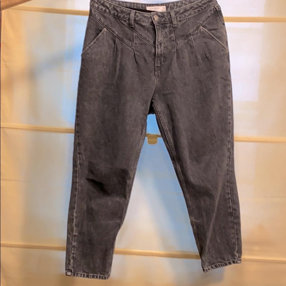 Hi rise acid wash mom jeans